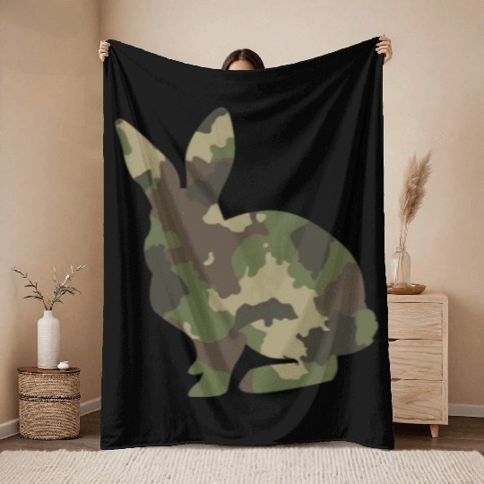 Bunny Camouflage Throw Blankets