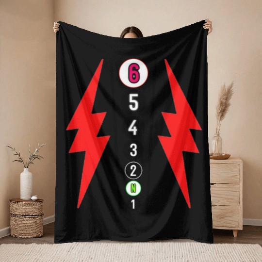 RED LIGHTNING BOLT MOTORCYCLE SHIFT PATTERN Throw Blankets