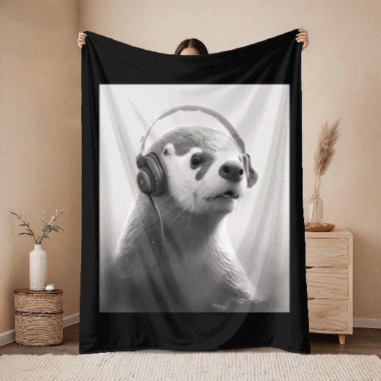 Musician Animal Pet Owners Otter Music Lover Throw Blankets