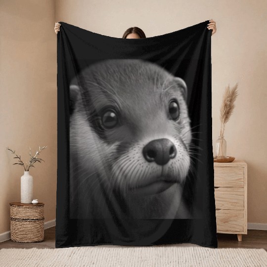 Fashionable Otter Design Cool Sea Otter With Blue Throw Blankets
