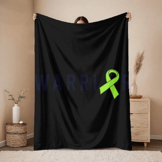 Warrior Lime Green Awareness Ribbon Lyme Disease Throw Blankets