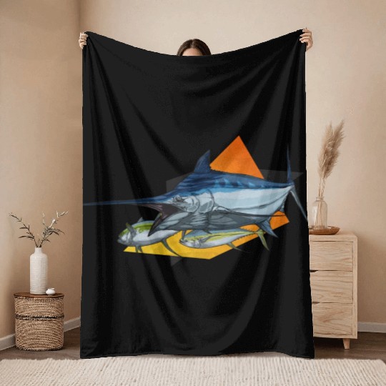 Marlin Throw Blankets Orange n Black