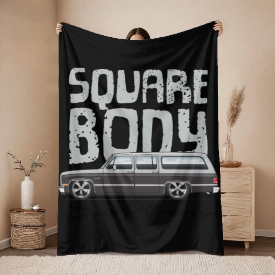 square body Light Silver Throw Blankets