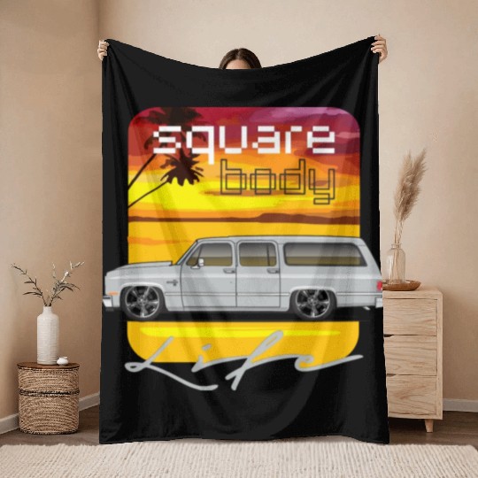square Light Silver Throw Blankets