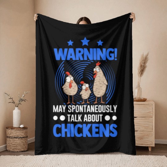 Warning Chickens Farmer Chicken Throw Blankets