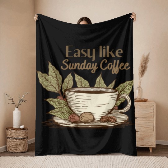 Sunday coffee Throw Blankets