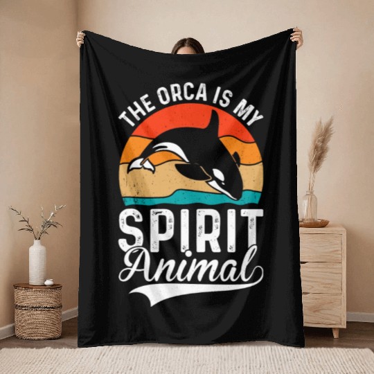 The Orca My Spirit Animal Throw Blankets