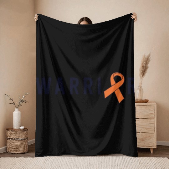 Leukemia Warrior Lymphoma Cancer Orange Ribbon Throw Blankets