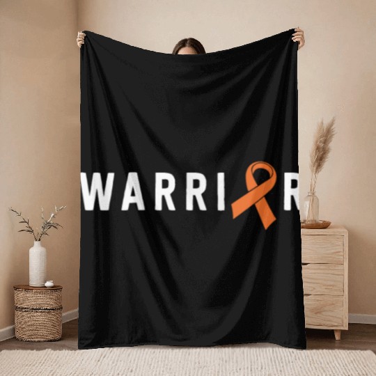 Leukemia Warrior Lymphoma Cancer Orange Ribbon Throw Blankets