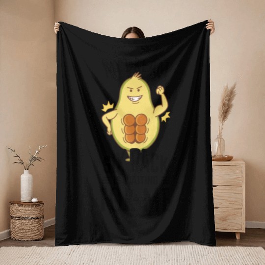 Avocado Bodybuilding Gym Fitness Throw Blankets