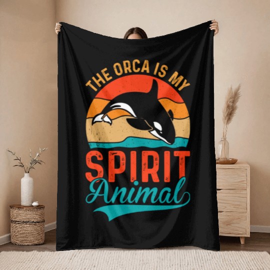 The Orca My Spirit Animal Throw Blankets