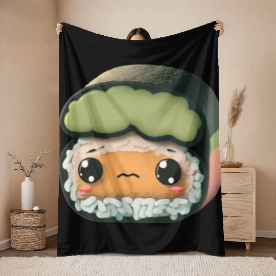 Cute Realistic Sushi Roll Throw Blankets