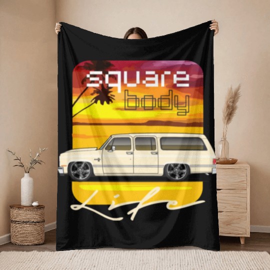 square Santa Fe Tan Throw Blankets