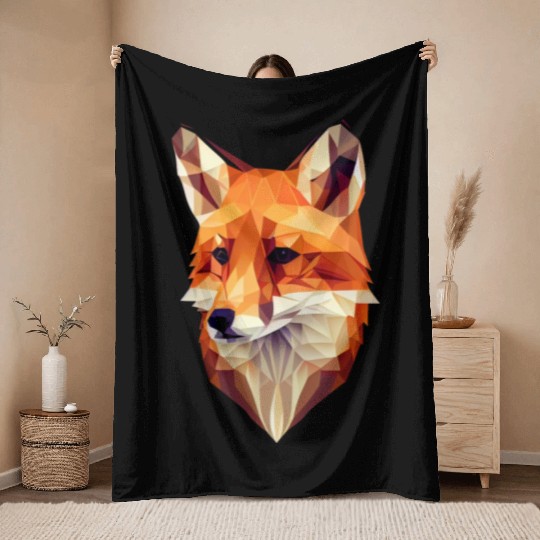 Fox Polygon Wild Animal Lover Wildlife Zookeeper Throw Blankets