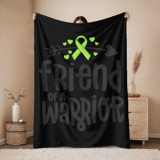 Friend Of A Warrior Lime Green Ribbon Lyme Throw Blankets
