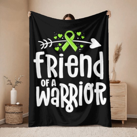 Friend Of A Warrior Lime Green Ribbon Lyme Throw Blankets