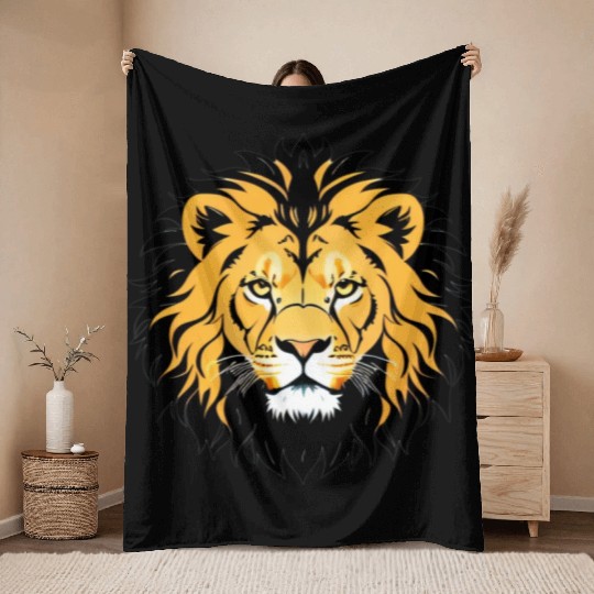 Royal Cartoon Lion - King of the Jungle 12 Throw Blankets