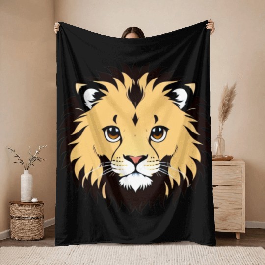 Royal Cartoon Lion - King of the Jungle 22 Throw Blankets