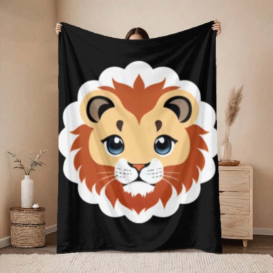 Royal Cartoon Lion - King of the Jungle 19 Throw Blankets