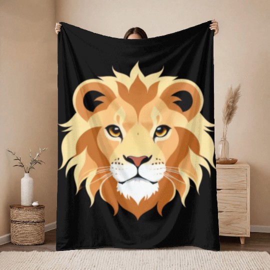 Royal Cartoon Lion - King of the Jungle 1 Throw Blankets