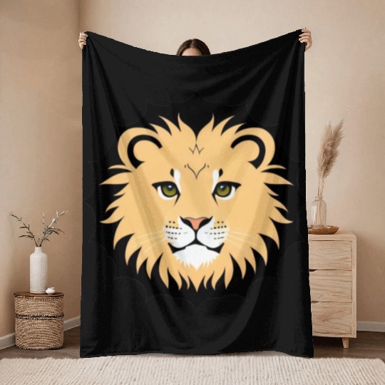 Royal Cartoon Lion - King of the Jungle 17 Throw Blankets