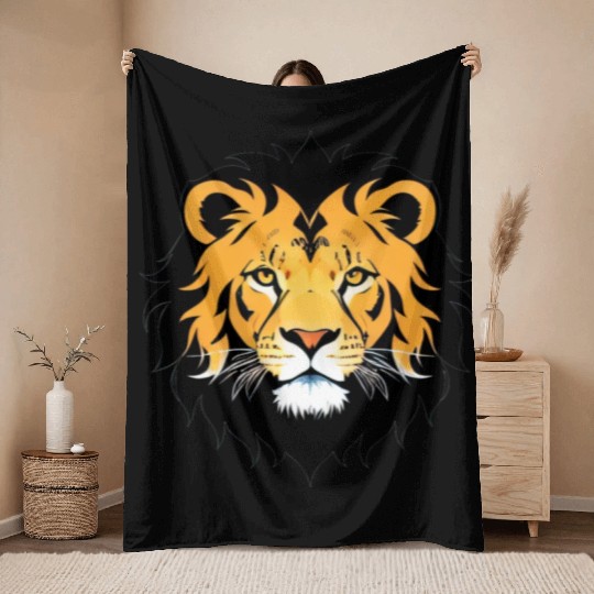 Royal Cartoon Lion - King of the Jungle 16 Throw Blankets