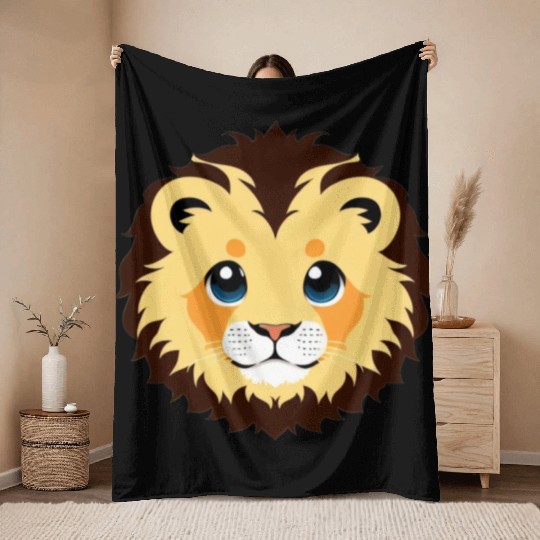 Royal Cartoon Lion - King of the Jungle 8 Throw Blankets