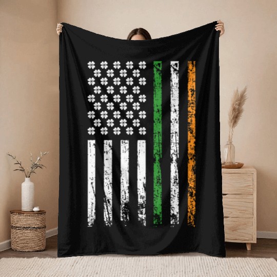 American Flag Patriotic St. Patrick's Day Throw Blankets
