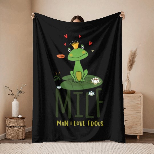 milf man i love frogs Throw Blankets