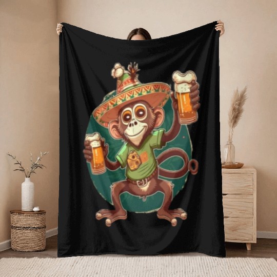 Funny Spider Monkey Lover Mexican Spider Monkey Throw Blankets