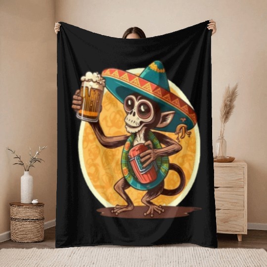 Funny Spider Monkey Lover Mexican Spider Monkey Throw Blankets