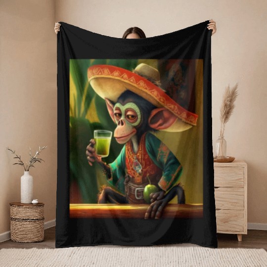 Spider Monkey Animal Lovers Mexican Cowboy Spider Throw Blankets