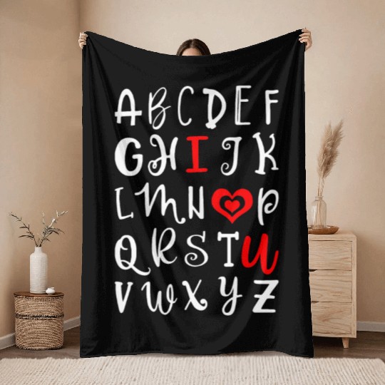 Alphabet I Love You Throw Blankets