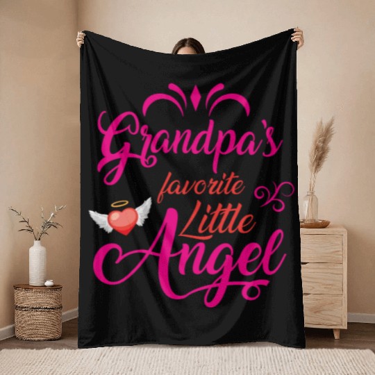 Grandpa's Favorite Little Angel Throw Blankets