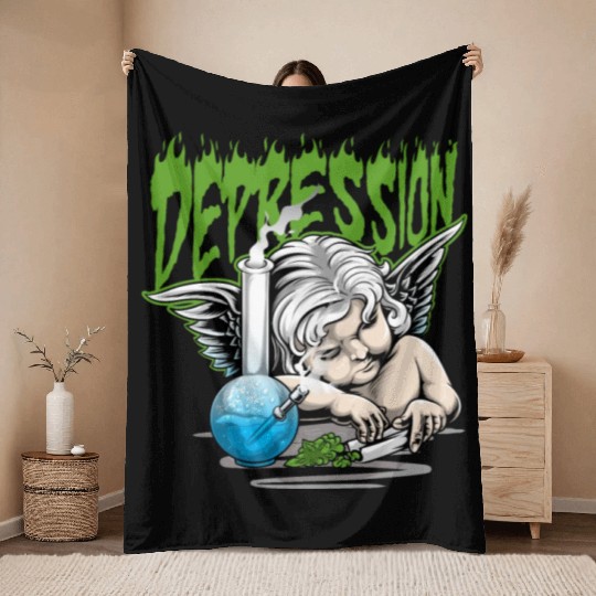Depression Angel Throw Blankets