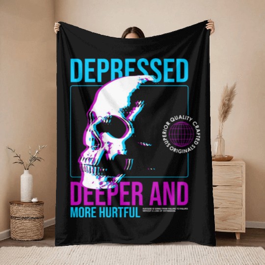 Depressed Streetwear Throw Blankets