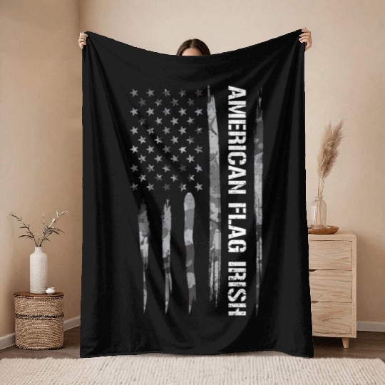 American Flag Irish Throw Blankets