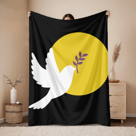 peace dove purple peace Ukraine Throw Blankets