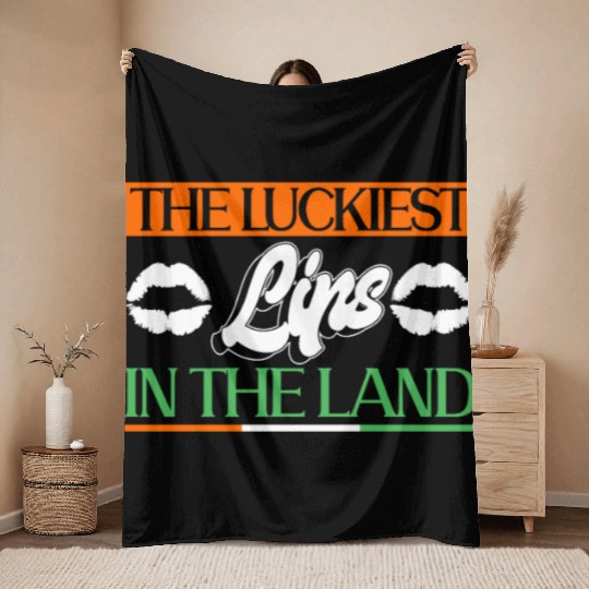 The Luckiest Lips In The Land - St Patricks Day Throw Blankets
