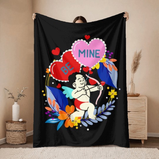 Cupid Be Mine - Valentines Day Throw Blankets