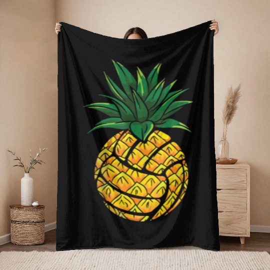 Funny Pineapple Volleyball Throw Blankets