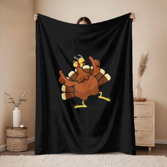 Coolest Turkey in Town Throw Blankets