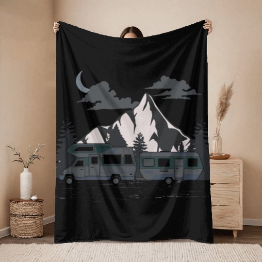 winter camping Throw Blankets