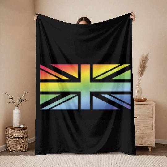 Union Jack / Rainbow Flag (Britain / UK / Poster) Throw Blankets