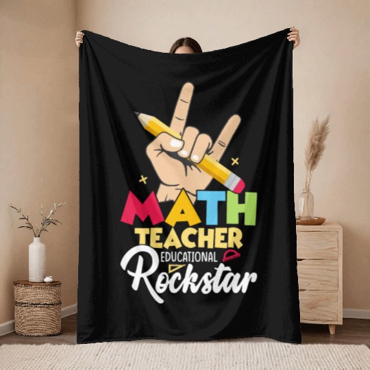 Math Teacher Educational Rockstar School Education Throw Blankets