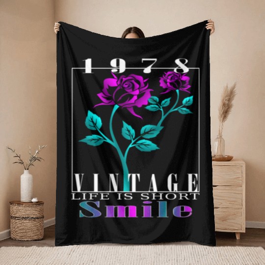 1978 Born Vintage Rose Gift Throw Blankets