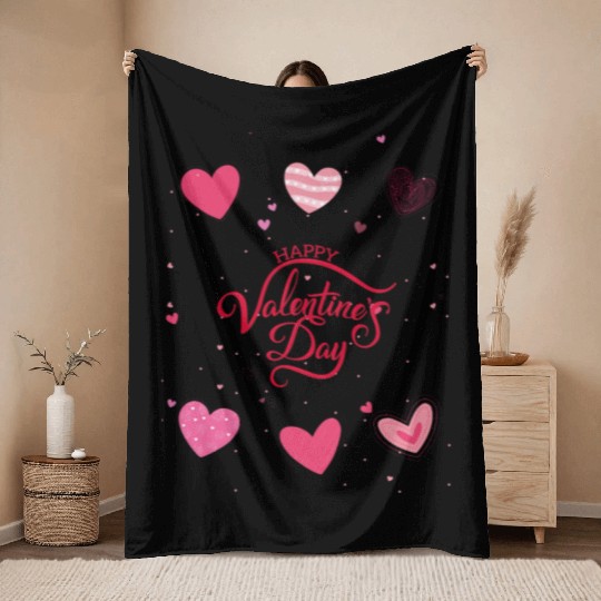 Heart-filled happiness, Happy Valentine's Day Throw Blankets