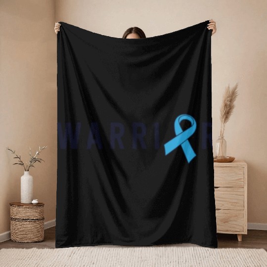 Prostate Cancer Warrior Light Blue Ribbon Dad Throw Blankets