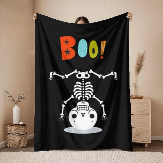 Skull Boo Dance Throw Blankets