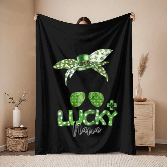 One Lucky Nana Matching Family St Patricks Day Throw Blankets
